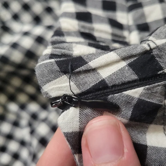 Eva Franco Lace-Up Black and White Gingham Midi Flare Skirt Medium - Picture 11 of 16